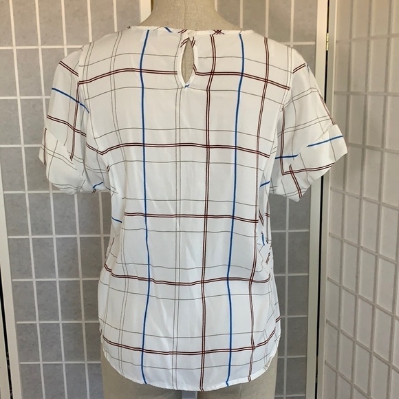 Next UK Short Sleeve Checked Blouse Size UK12/US10 - Picture 2 of 6
